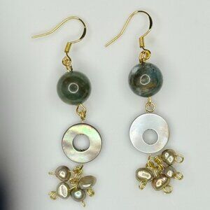 Mother of Pearl, Crystal & Freshwater Pearl Earrings | One of a Kind